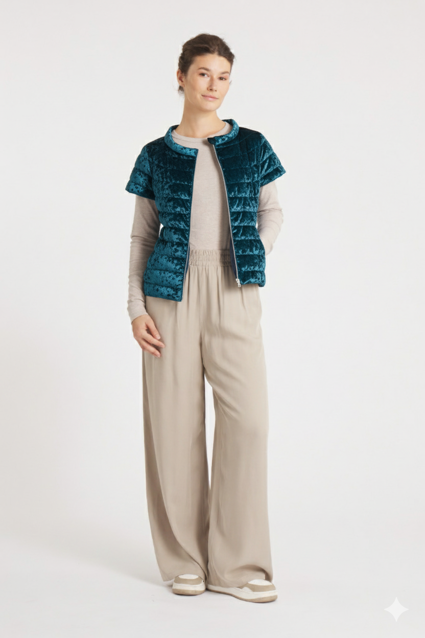 The St Ives | Velour | Down Vest | Indigo