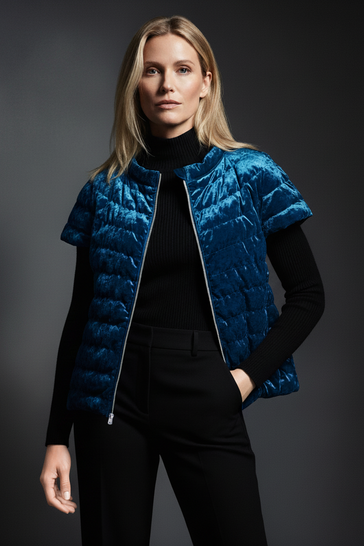 The St Ives | Velour | Down Vest | Indigo