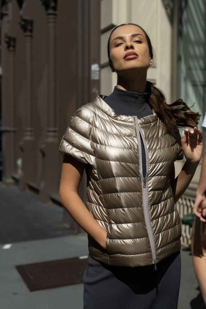 The St Ives | Down Vest Metallic Gold