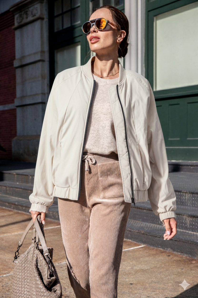 The Abby | Recycled & Reversible Bomber | Black / Ecru