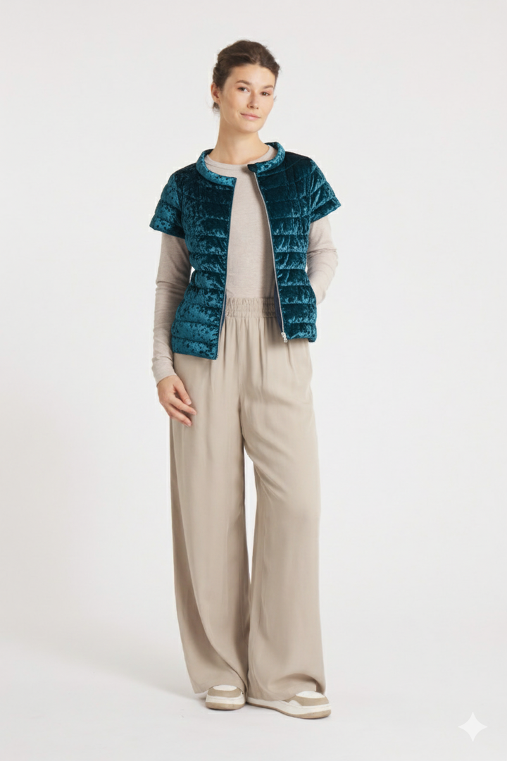 The St Ives | Velour | Down Vest | Indigo
