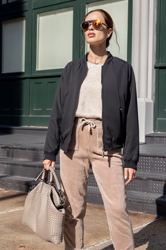 The Abby | Recycled & Reversible Bomber | Black / Ecru