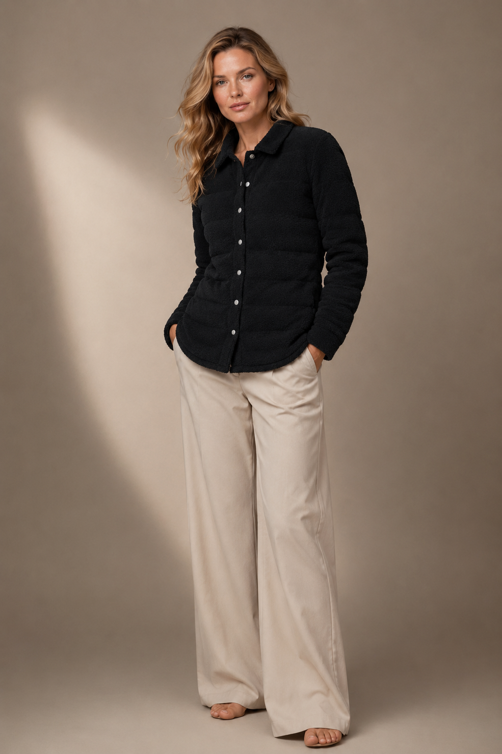 The Harrow Bouclé | Down Shirt | Midnight Black - Cotes of London