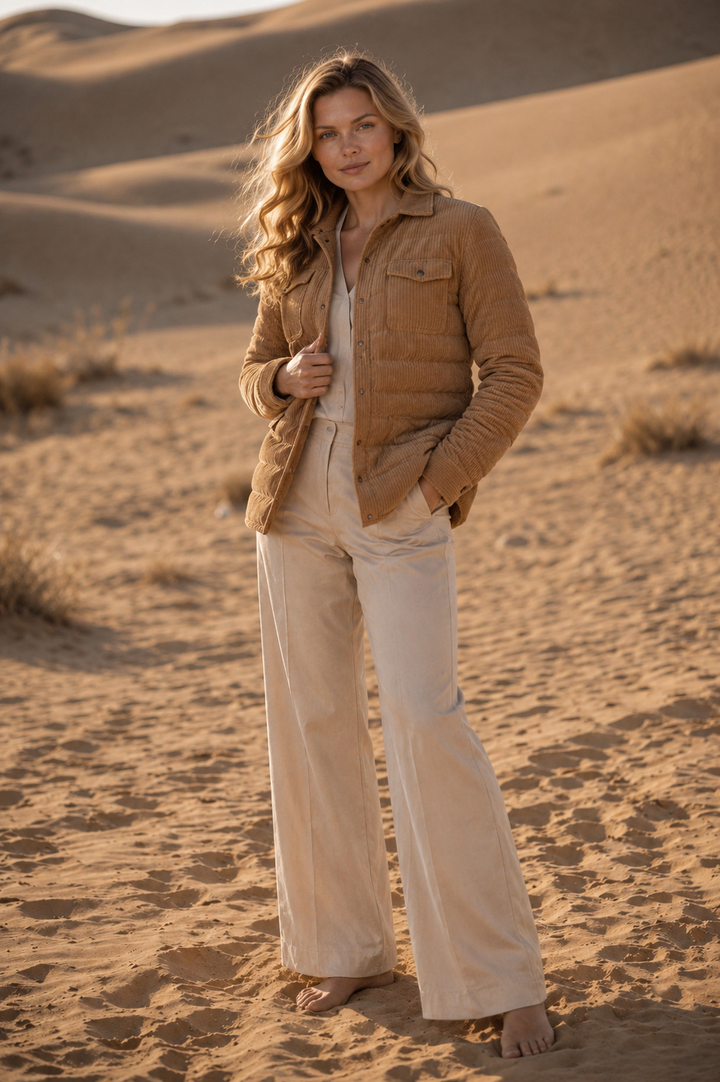 The Harrow Corduroy | Down Shirt | Camel - Cotes of London