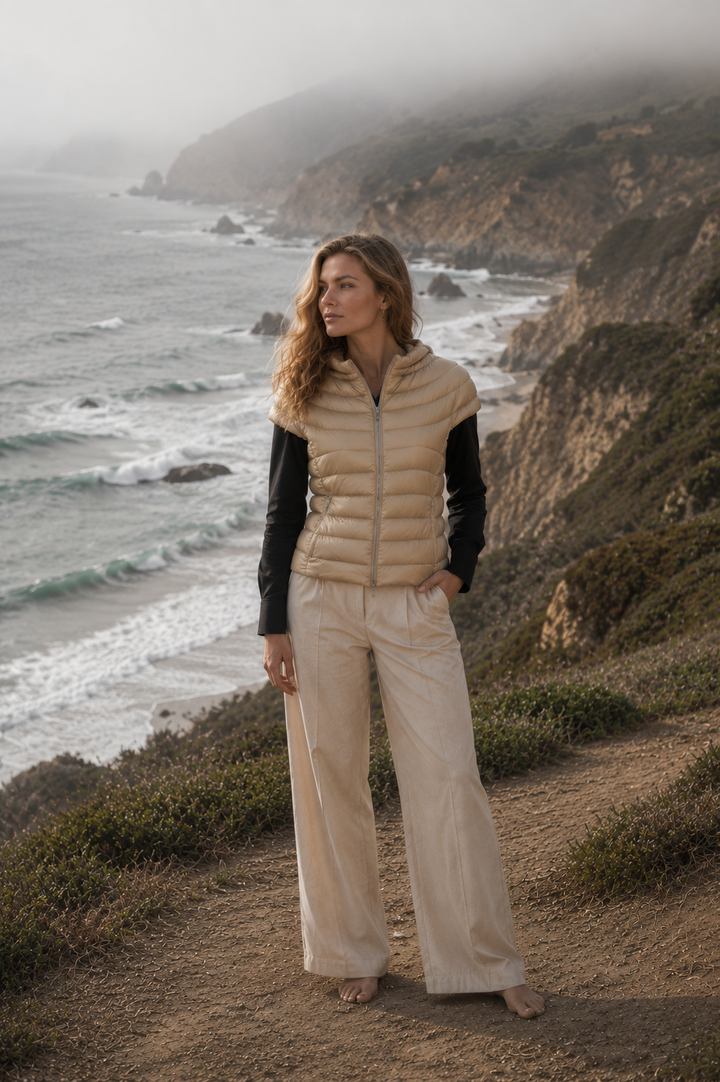 The St Ives | Down Vest | Taupe - Cotes of London