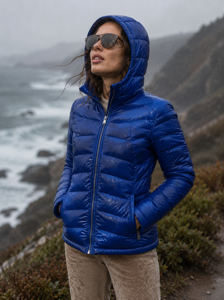 The Senenne | Hooded Down Jacket | Electric Blue - Cotes of London