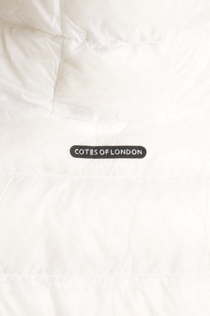 The Camden | Long Hooded Down Vest | Ivory - Cotes of London