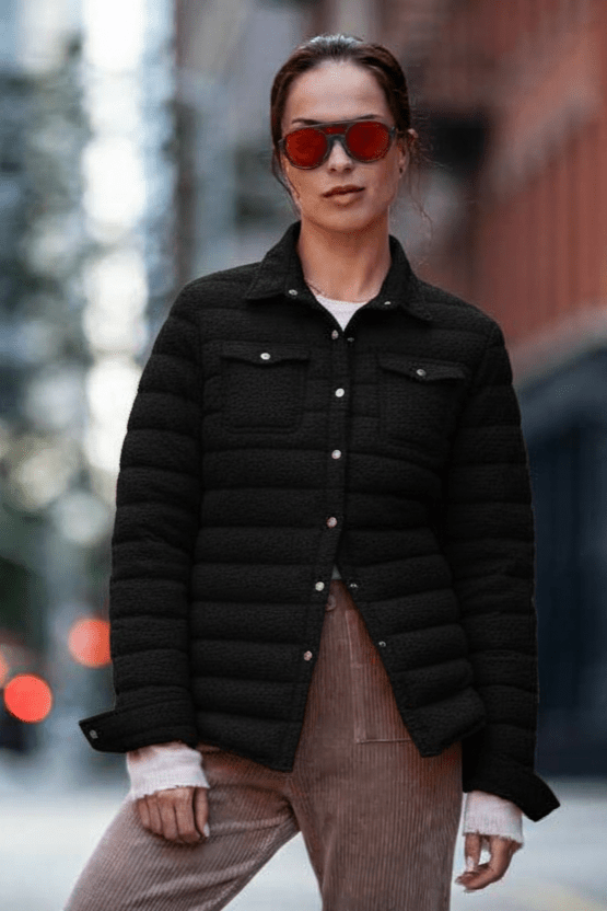 The Harrow Bouclé | Down Shirt | Midnight Black - Cotes of London