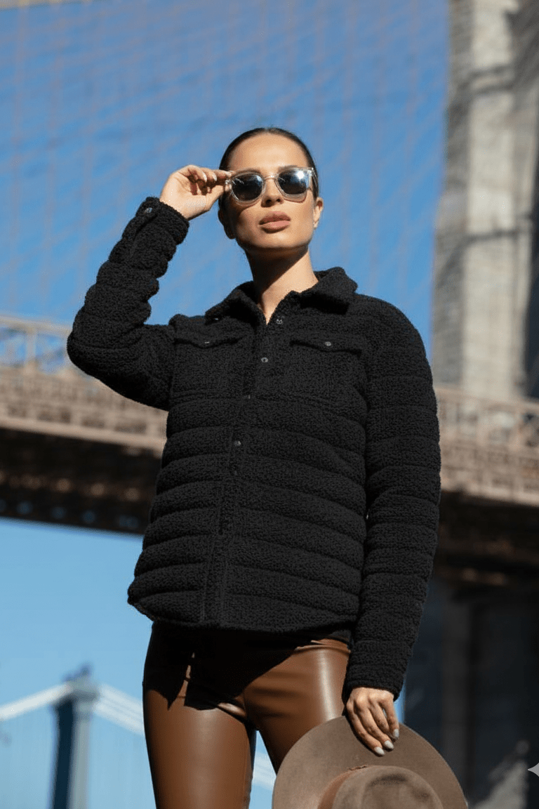 The Harrow Bouclé | Down Shirt | Midnight Black - Cotes of London