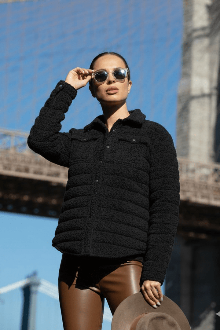 The Harrow Bouclé | Down Shirt | Midnight Black - Cotes of London