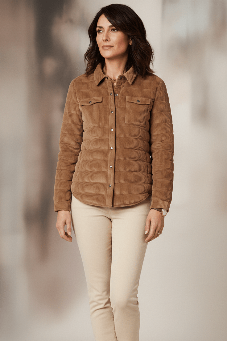 The Harrow Corduroy | Down Shirt | Camel - Cotes of London