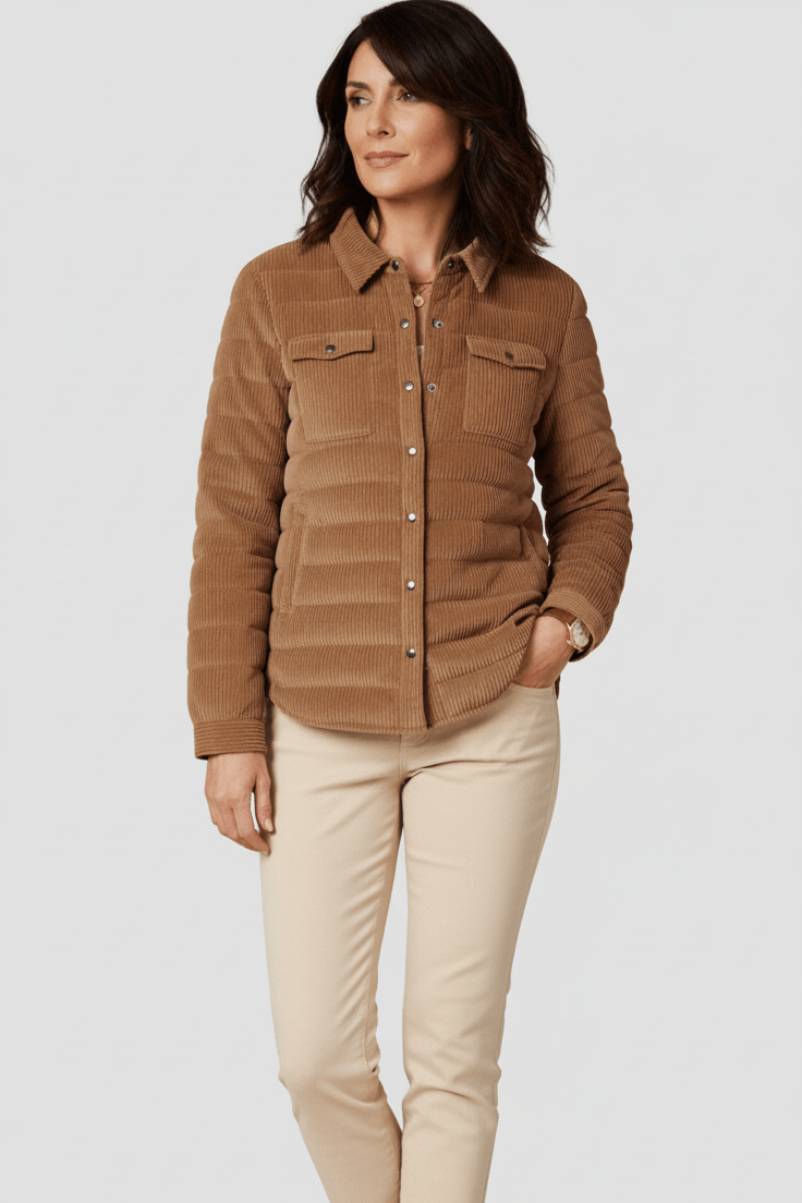 The Harrow Corduroy | Down Shirt | Camel - Cotes of London