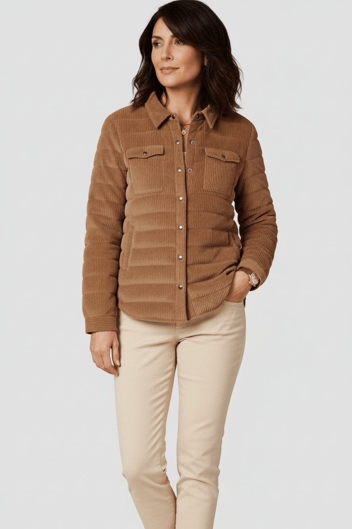 The Harrow Corduroy | Down Shirt | Camel - Cotes of London