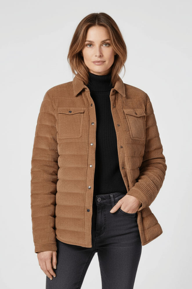 The Harrow Corduroy | Down Shirt | Camel - Cotes of London