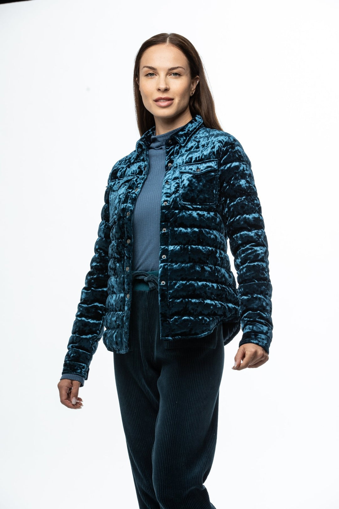 The Harrow Velour | Down Shirt | Indigo - Cotes of London