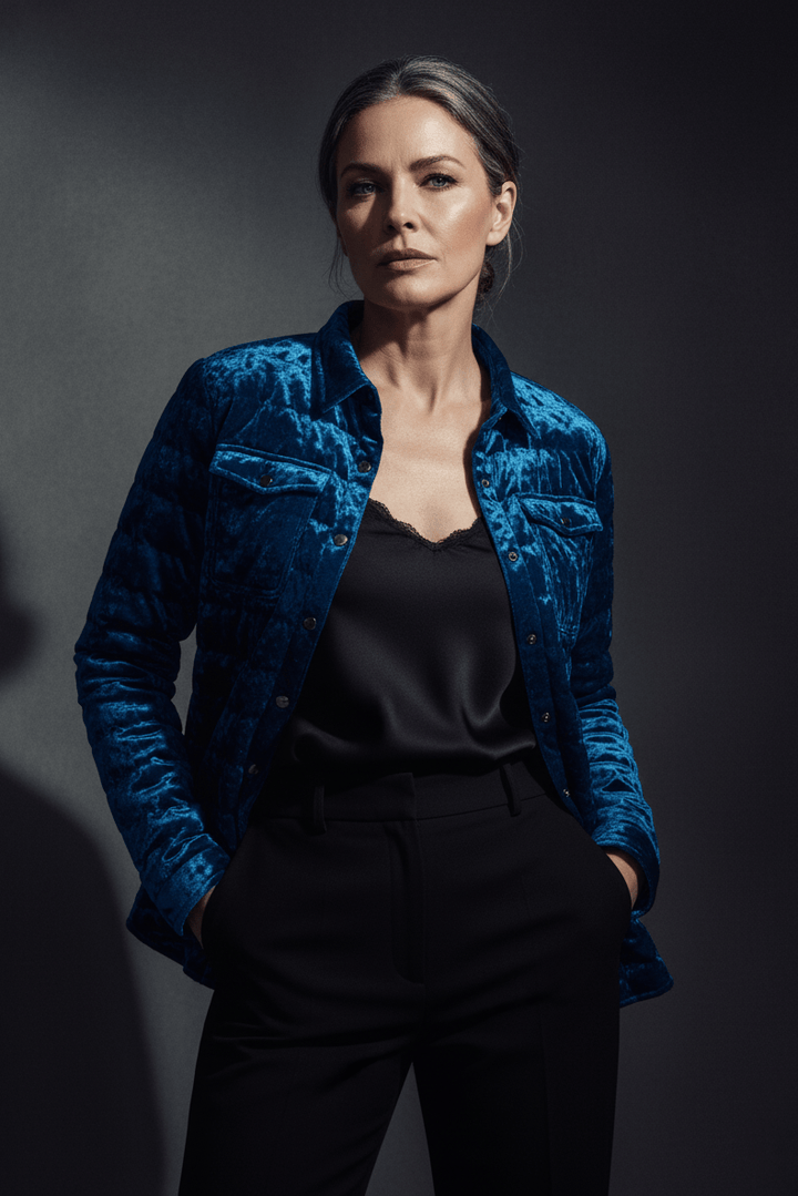 The Harrow Velour | Down Shirt | Indigo - Cotes of London