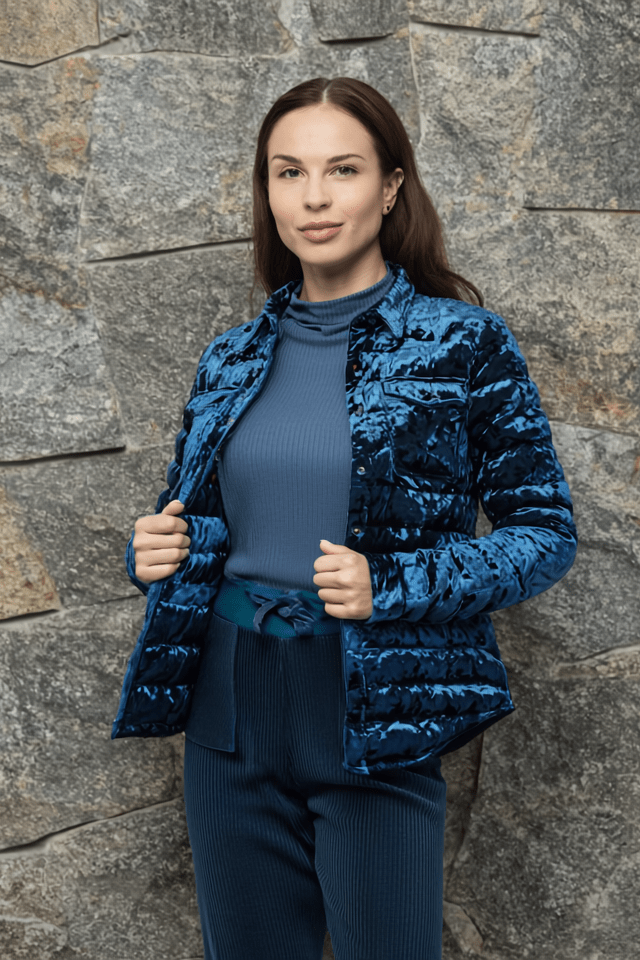 The Harrow Velour | Down Shirt | Indigo - Cotes of London