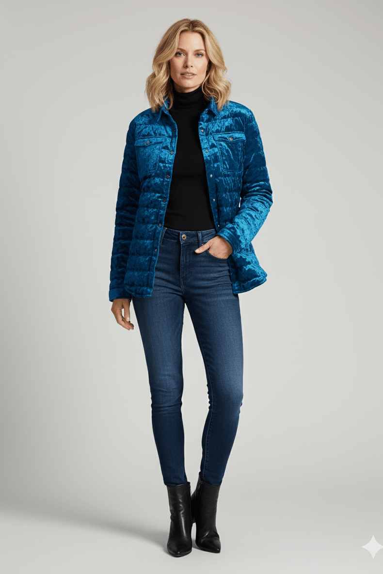 The Harrow Velour | Down Shirt | Indigo - Cotes of London