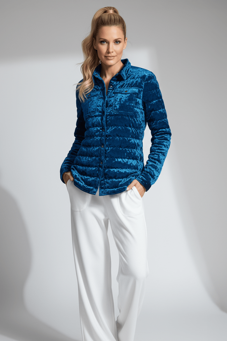 The Harrow Velour | Down Shirt | Indigo - Cotes of London