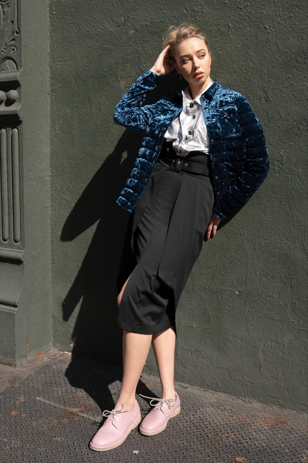 The Harrow Velour | Down Shirt | Indigo - Cotes of London