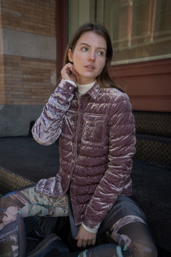 The Harrow Velour | Down Shirt | Stormy Pink | XS & S Only - Cotes of London