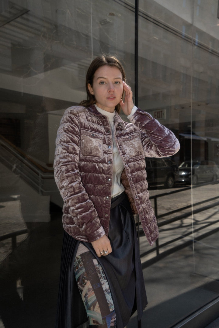 The Harrow Velour | Down Shirt | Stormy Pink | XS & S Only - Cotes of London