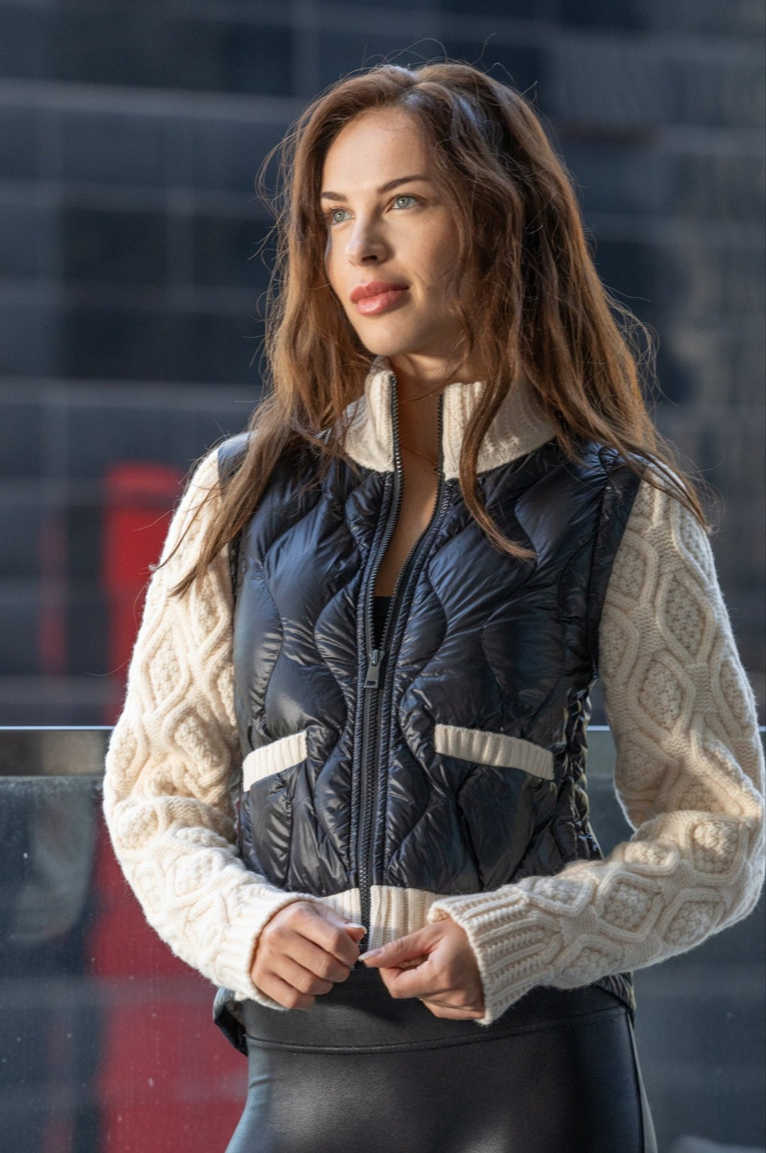 The Hyde | Quilted Down / Wool Jacket | Midnight Black / Beige - Cotes of London