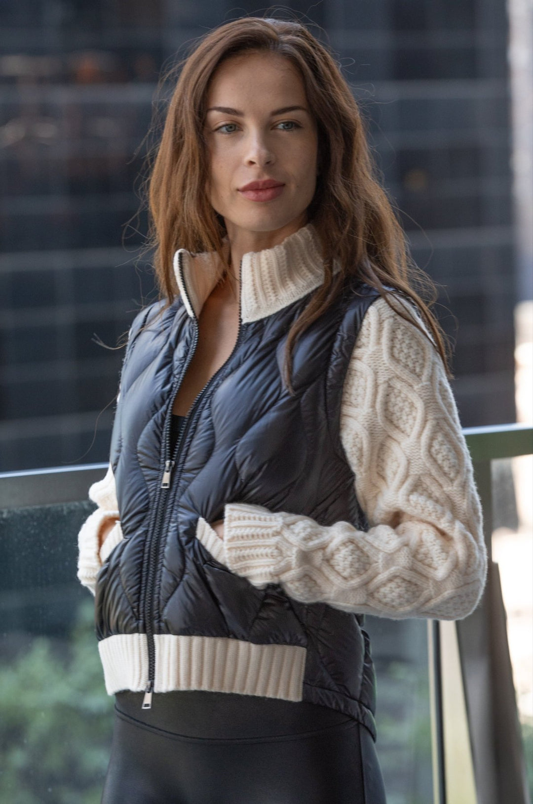 The Hyde | Quilted Down / Wool Jacket | Midnight Black / Beige - Cotes of London