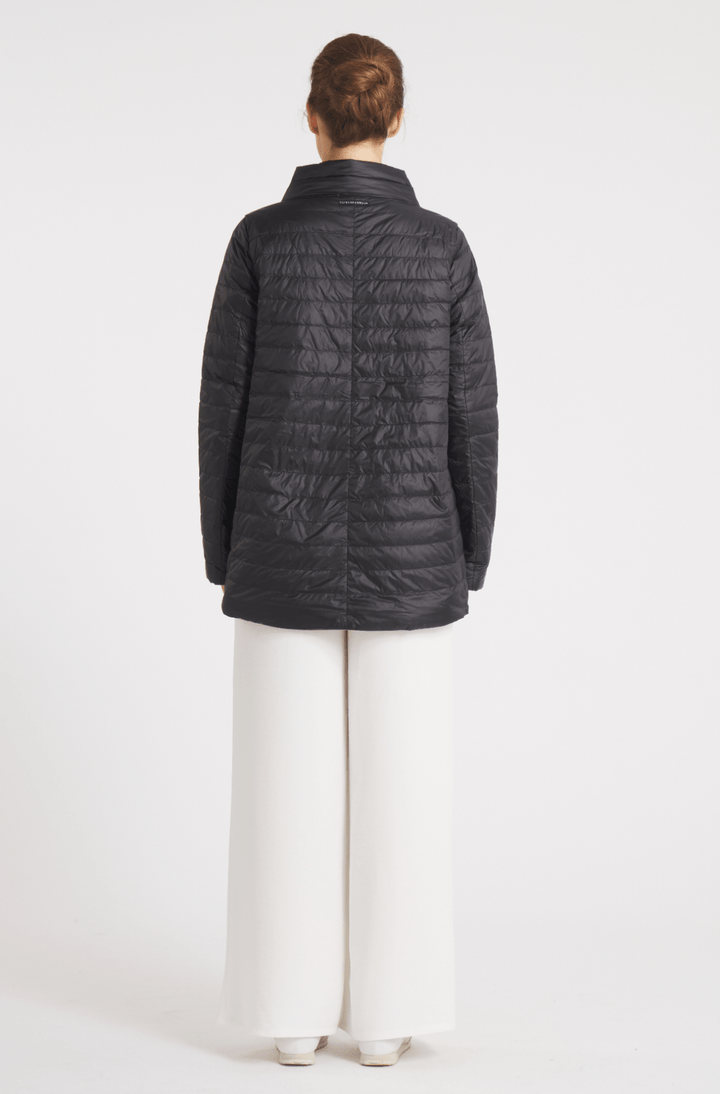 The Knightsbridge | Lightweight 2 in 1 Reversible Down Coat | Matte Black / Metallic Gold - Cotes of London