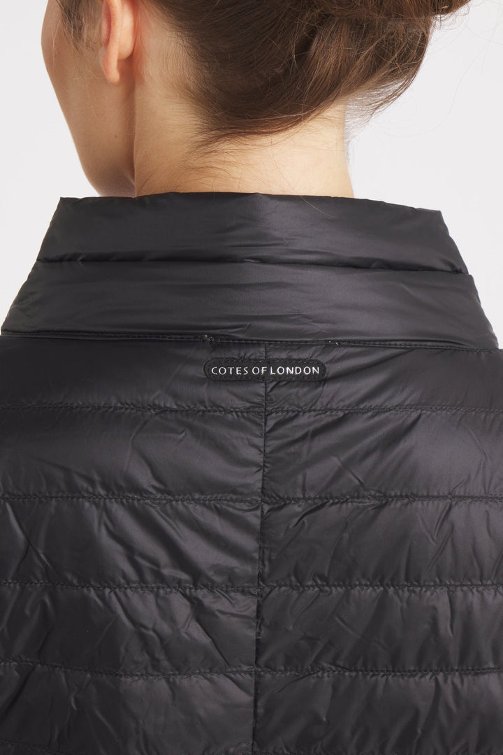 The Knightsbridge | Lightweight 2 in 1 Reversible Down Coat | Matte Black / Metallic Gold - Cotes of London