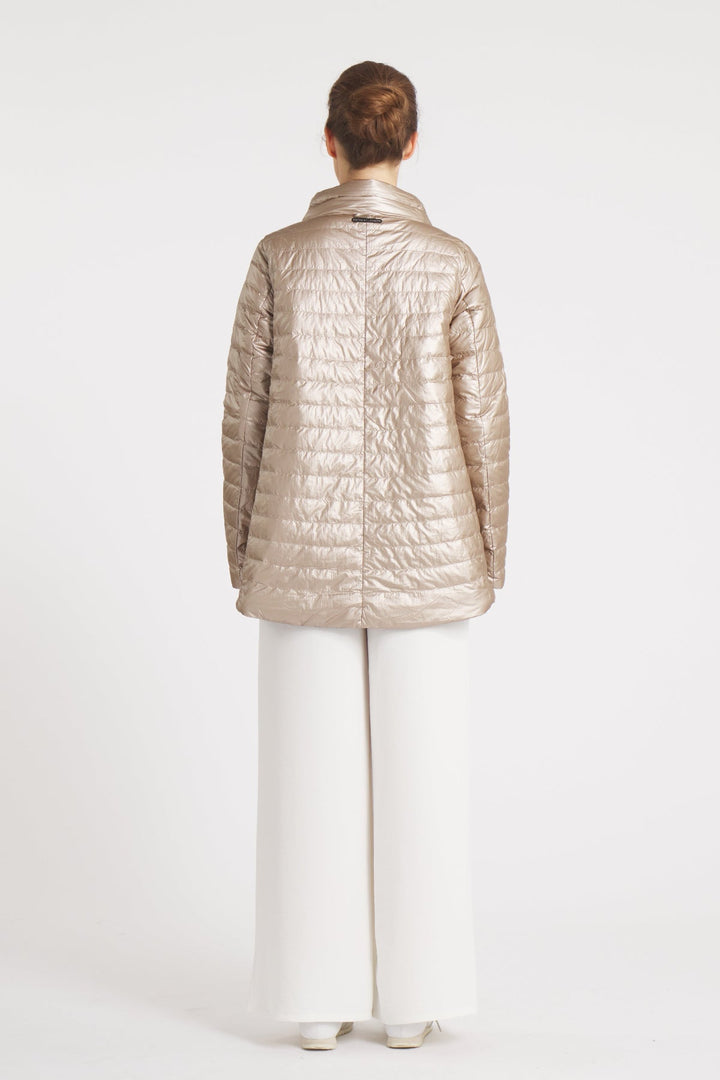 The Knightsbridge | Lightweight 2 in 1 Reversible Down Coat | Matte Black / Metallic Gold - Cotes of London