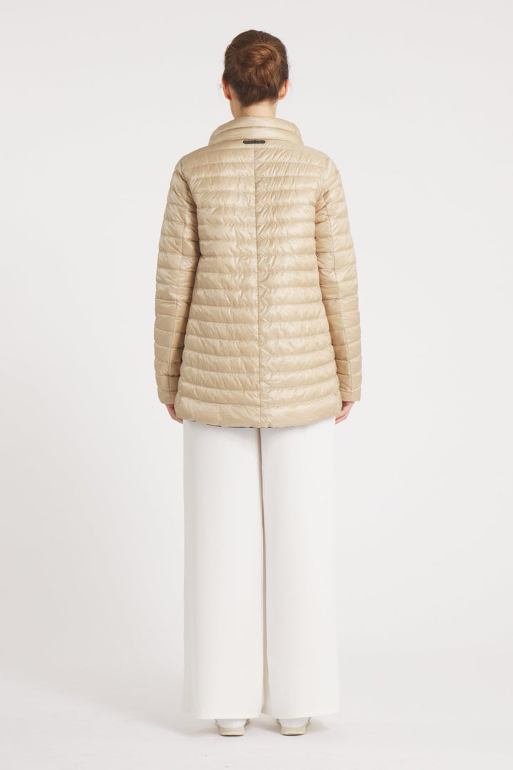 The Knightsbridge | Lightweight 2 in 1 Reversible Down Coat | Matte Black / Taupe - Cotes of London