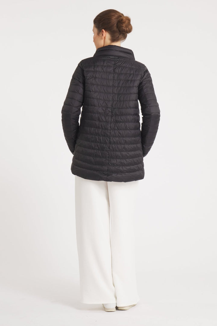 The Knightsbridge | Lightweight 2 in 1 Reversible Down Coat | Matte Black / Taupe - Cotes of London