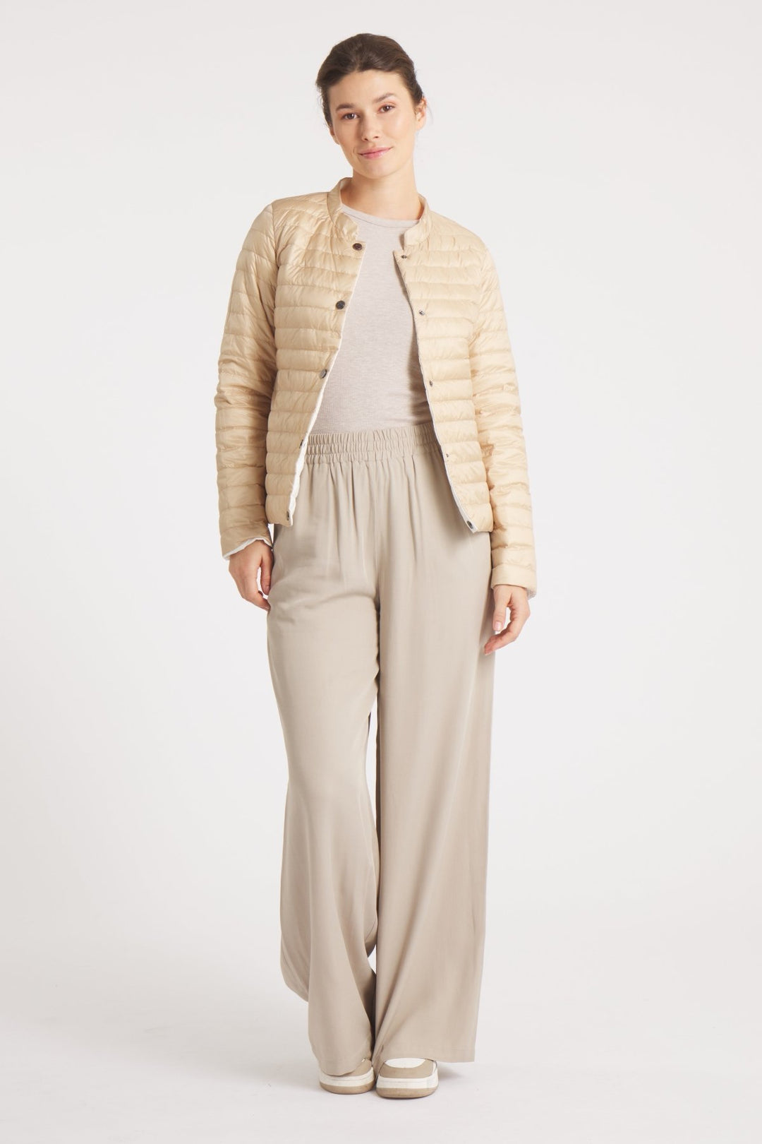 The Leicester in Matte | 2 in 1 Reversible Down Jacket | Camel / Ivory - Cotes of London