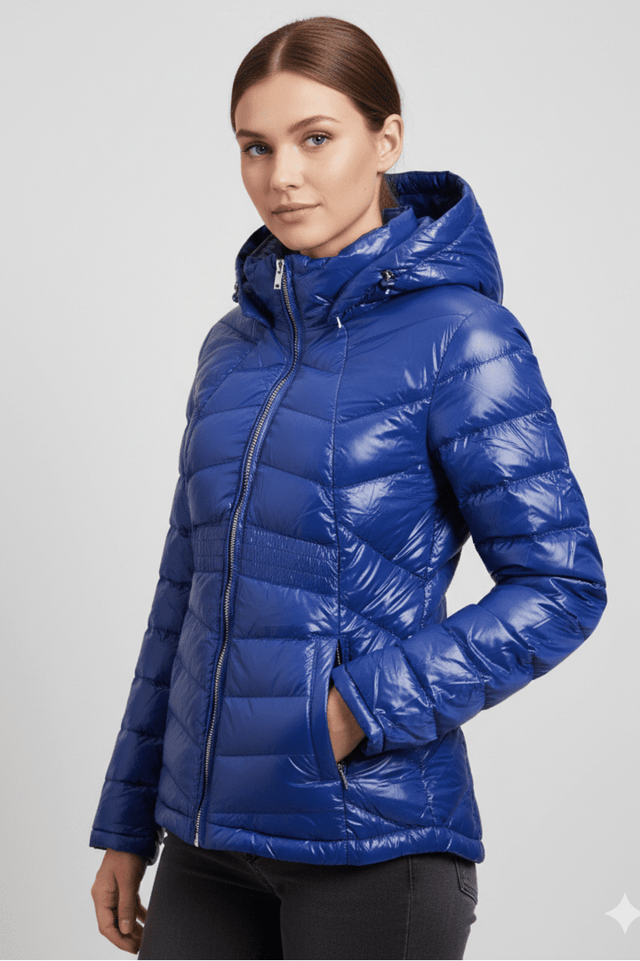 The Senenne | Hooded Down Jacket | Electric Blue - Cotes of London