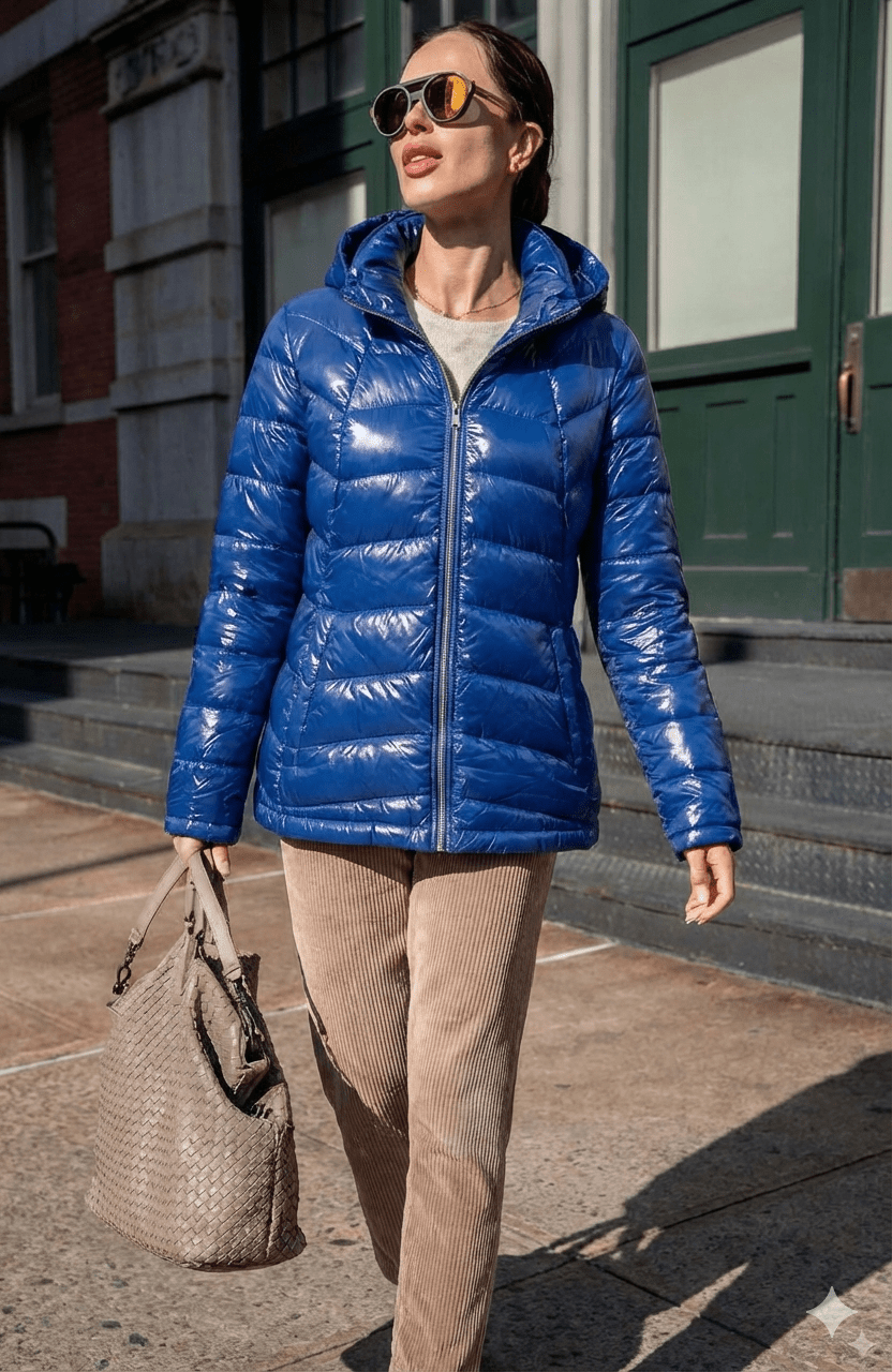 The Senenne | Hooded Down Jacket | Electric Blue - Cotes of London