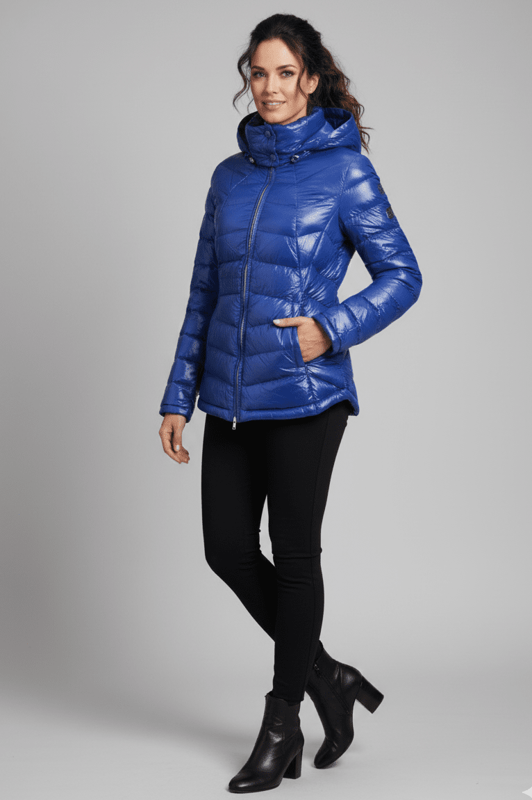 The Senenne | Hooded Down Jacket | Electric Blue - Cotes of London
