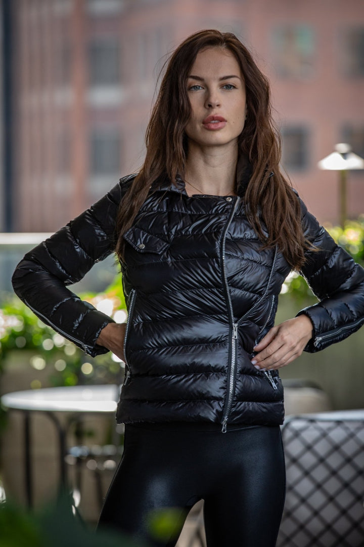 The Silverstone | Down Motorcycle Jacket | Midnight Black - Cotes of London