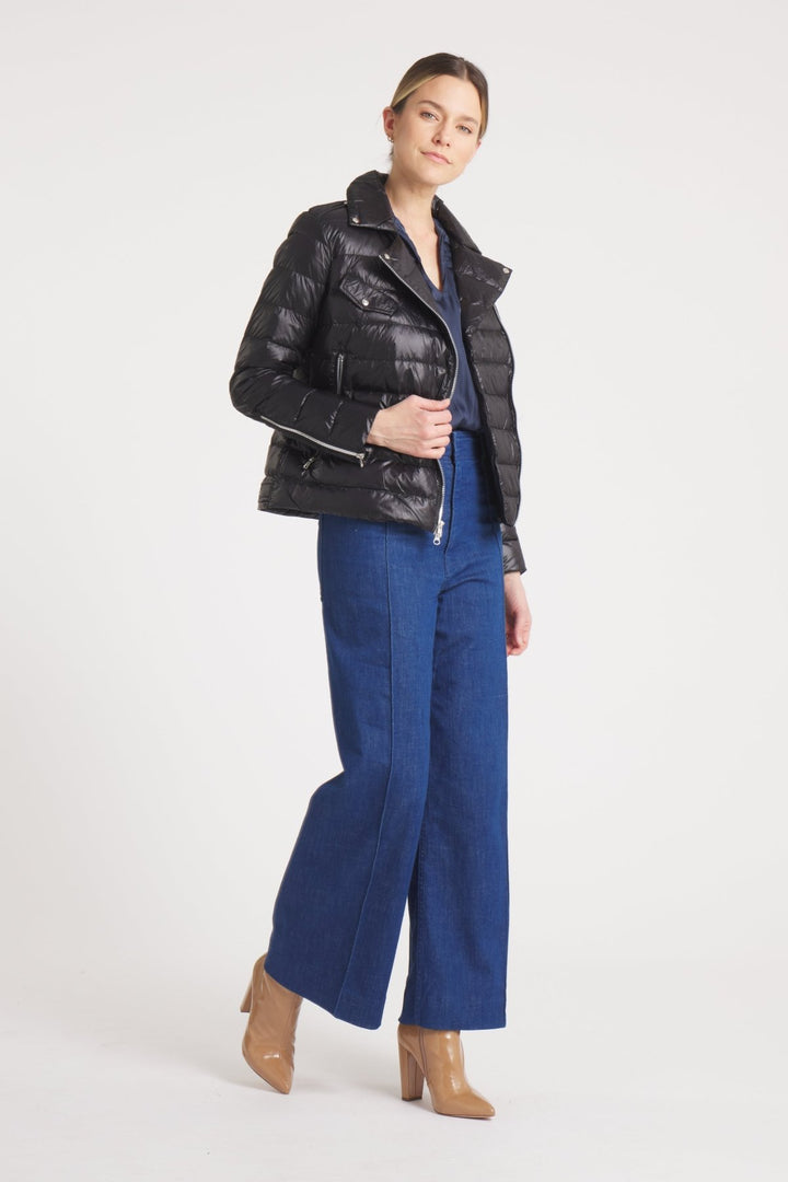 The Silverstone | Down Motorcycle Jacket | Midnight Black - Cotes of London