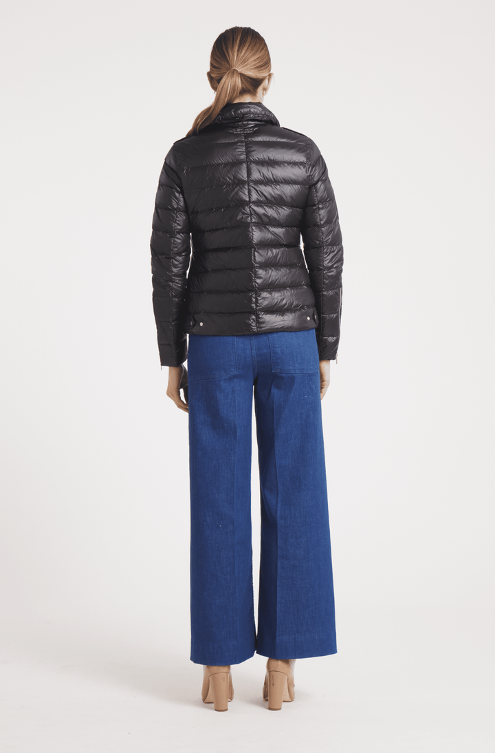 The Silverstone | Down Motorcycle Jacket | Midnight Black - Cotes of London