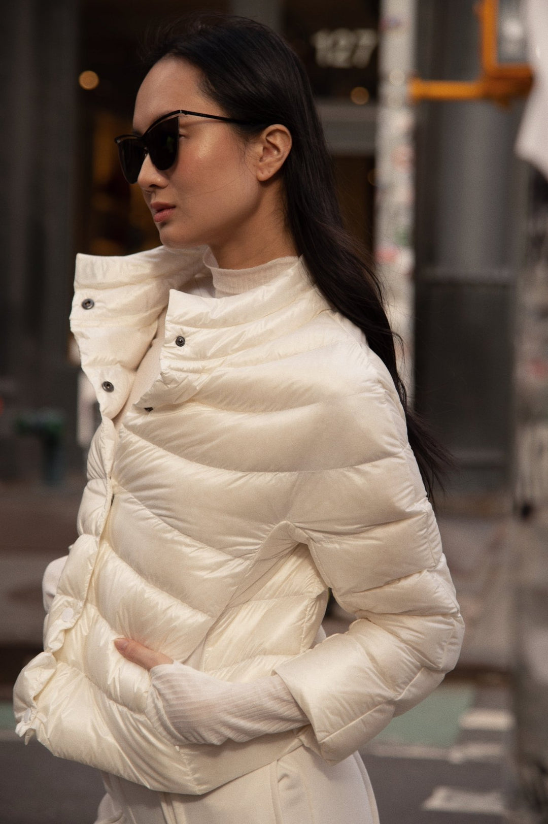 The Soho | Down 3/4 Sleeve Jacket | Ivory - Cotes of London