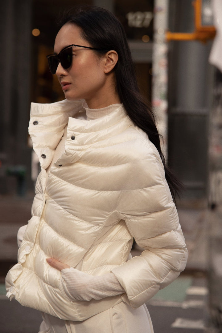 The Soho | Down 3/4 Sleeve Jacket | Ivory - Cotes of London