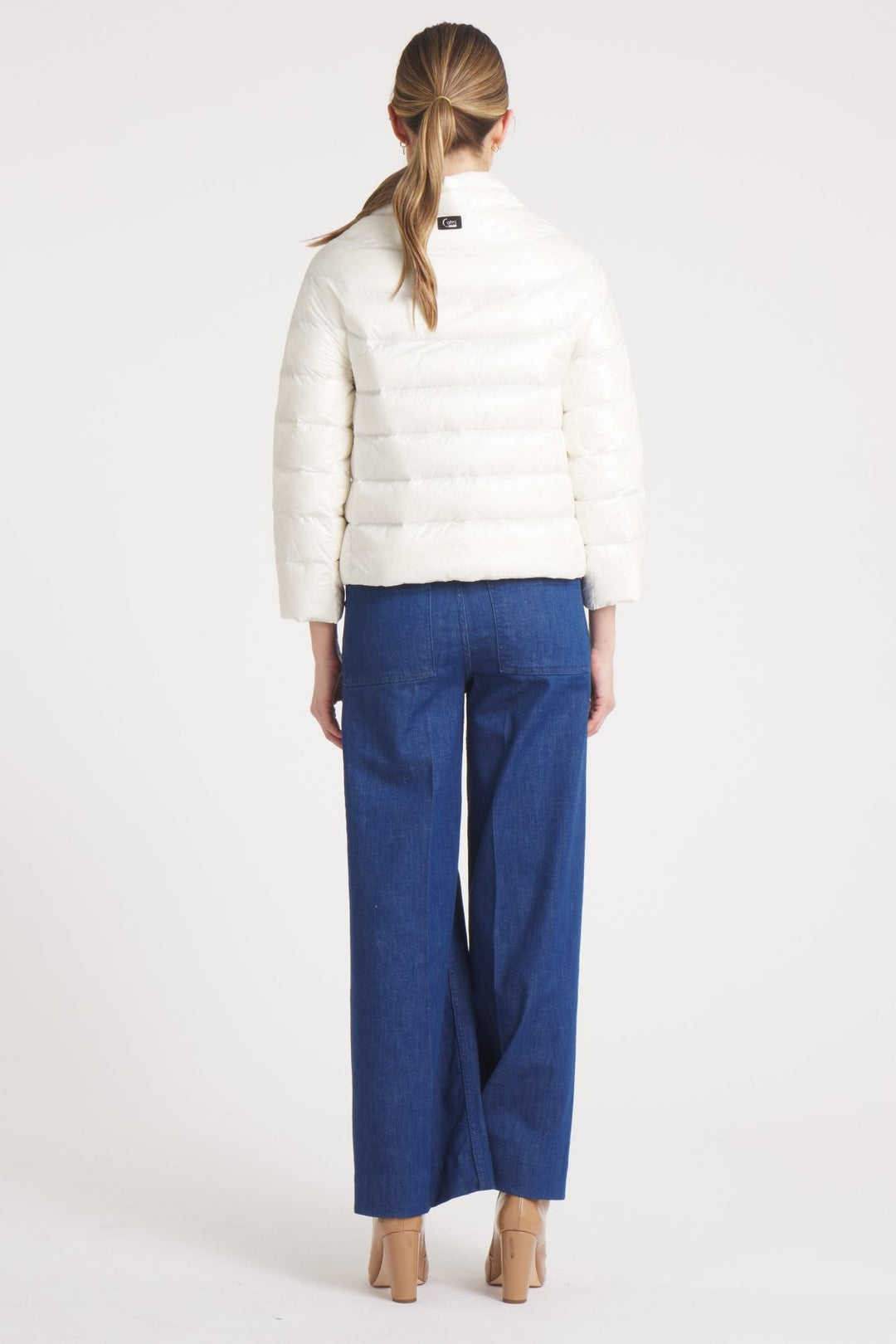 The Soho | Down 3/4 Sleeve Jacket | Ivory - Cotes of London