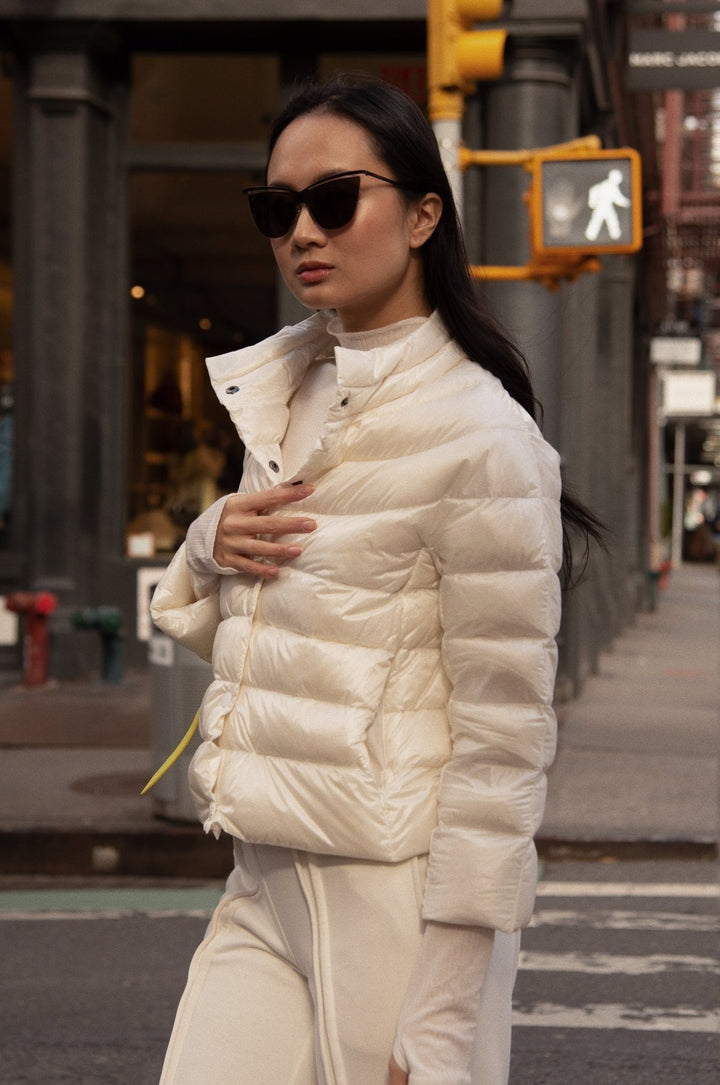 The Soho | Down 3/4 Sleeve Jacket | Ivory - Cotes of London