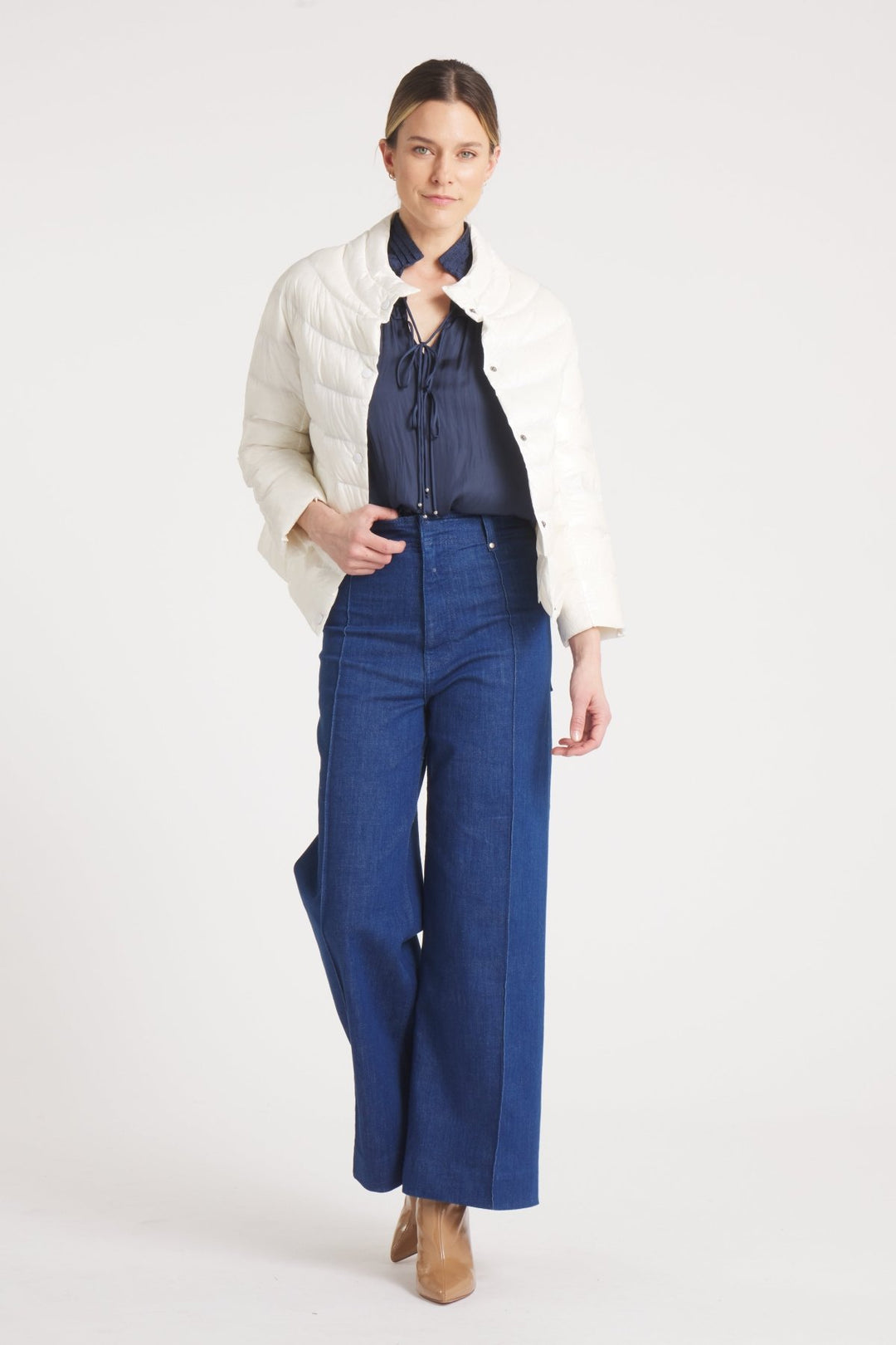 The Soho | Down 3/4 Sleeve Jacket | Ivory - Cotes of London