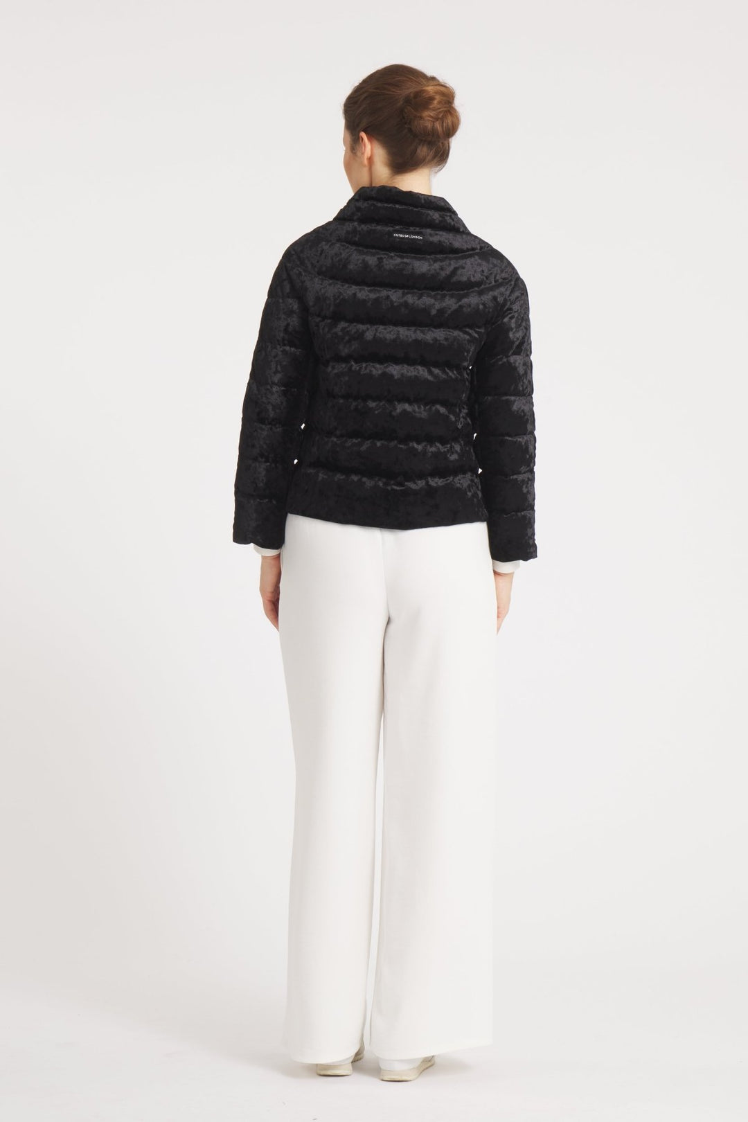 The Soho | Velour Down 3/4 Sleeve Jacket | Midnight Black - Cotes of London