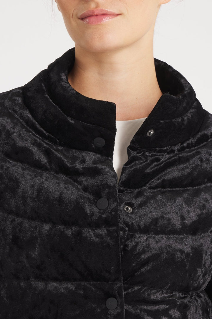 The Soho | Velour Down 3/4 Sleeve Jacket | Midnight Black - Cotes of London