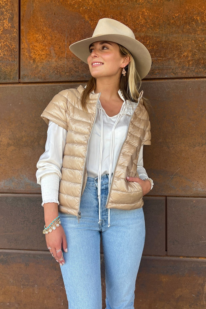 The St Ives | Down Vest | Camel - Cotes of London