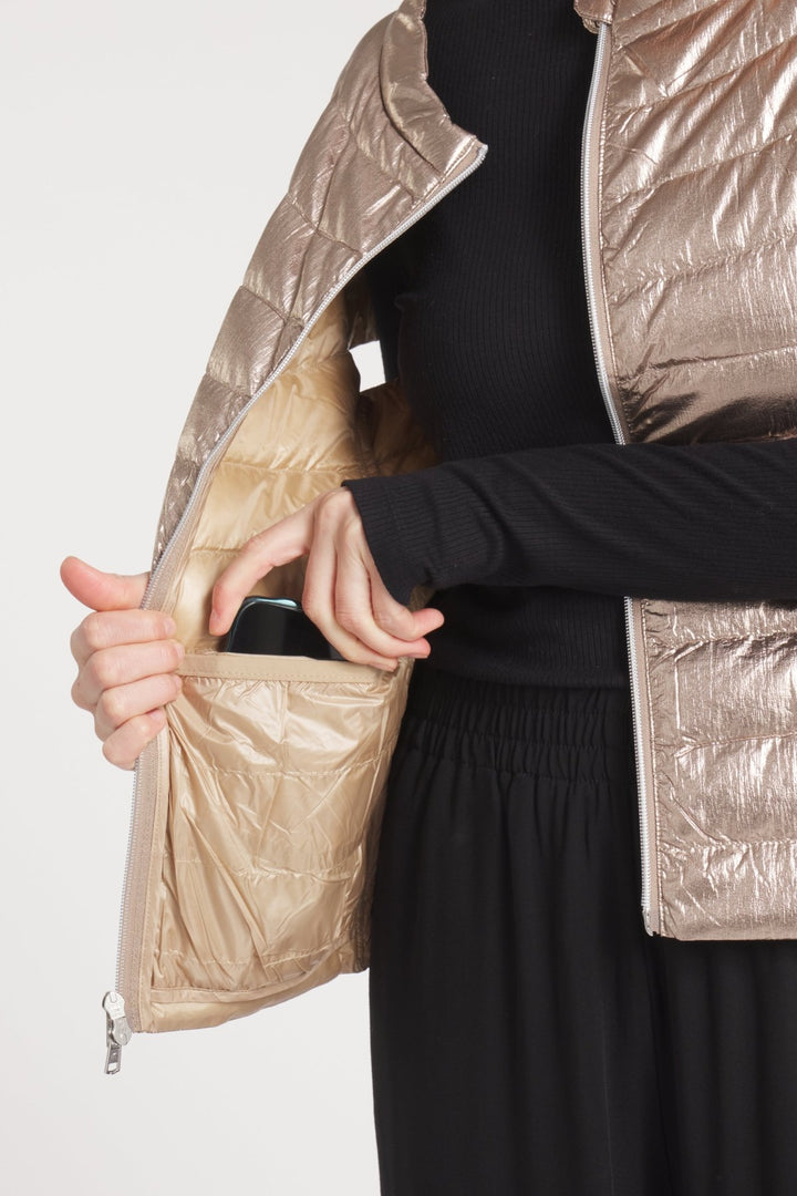 The St Ives | Down Vest Metallic Gold - Cotes of London