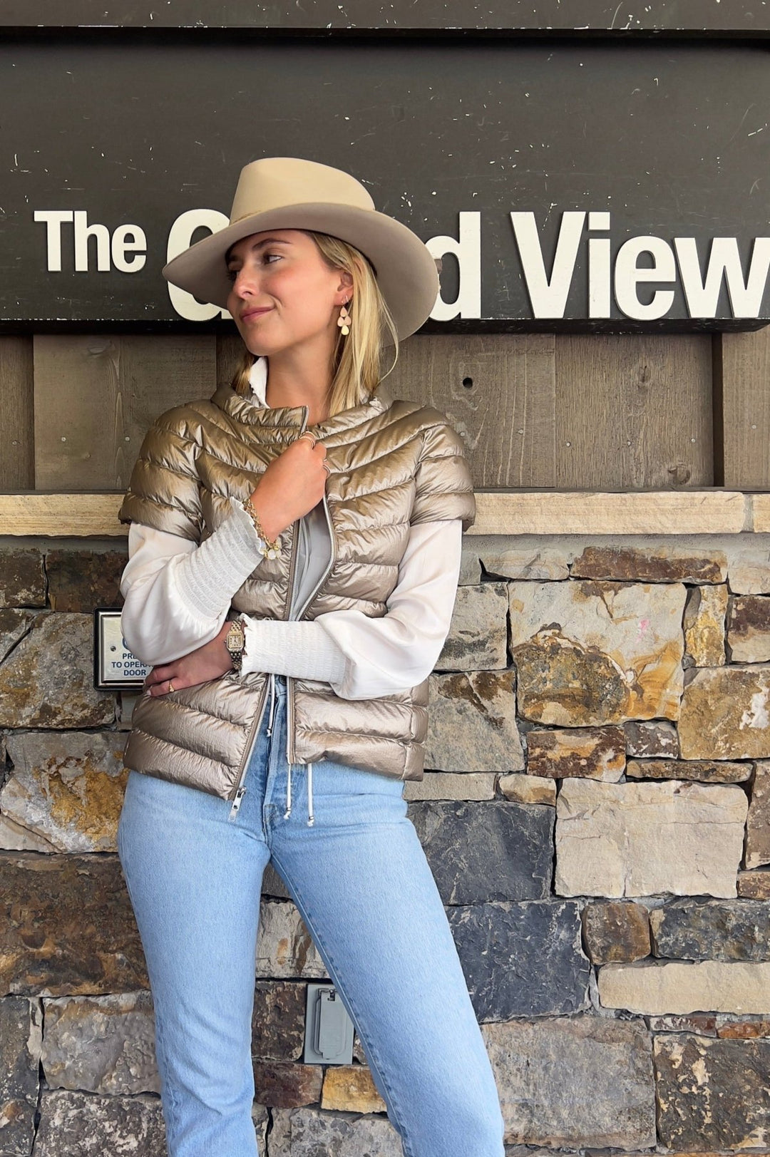 The St Ives | Down Vest Metallic Gold - Cotes of London